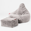 Fluffy Faux Fur Rabbit Light Grey