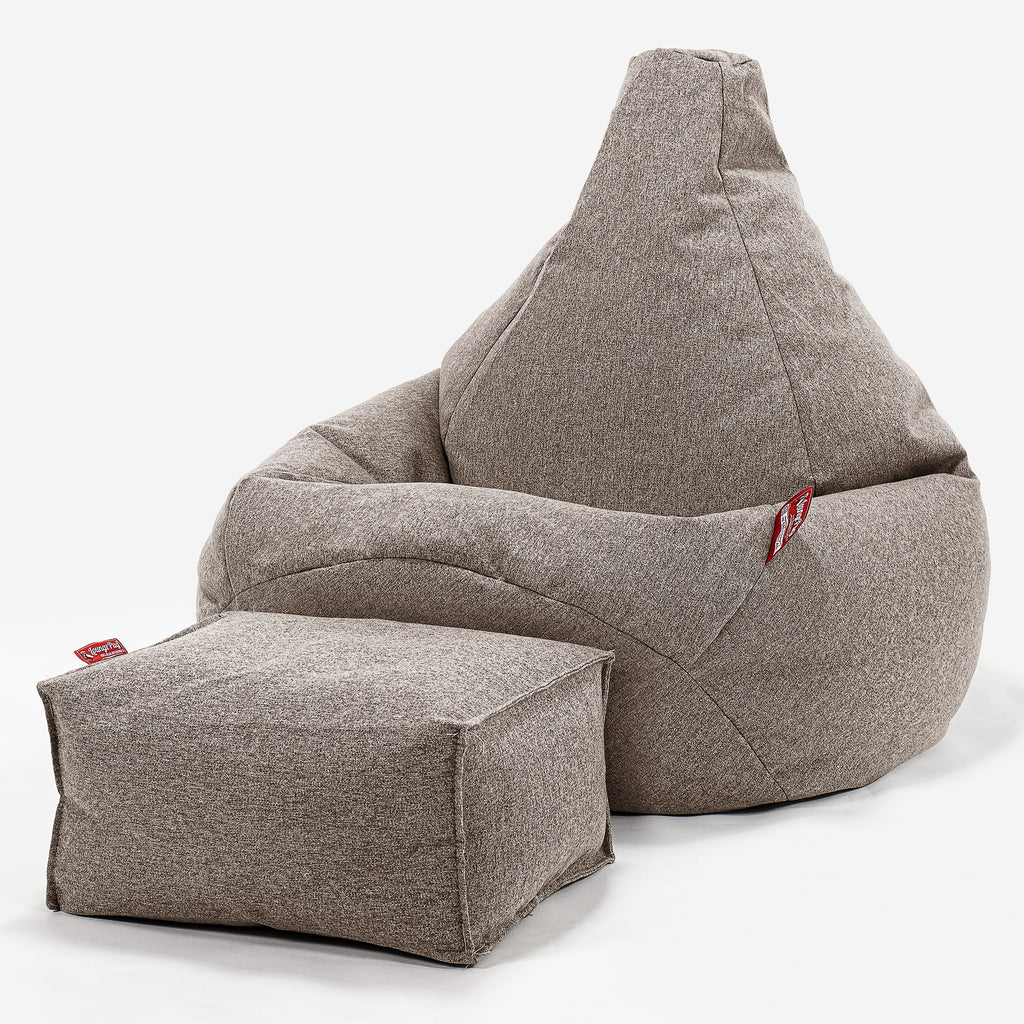 Highback Bean Bag Chair - Interalli Wool Biscuit 01