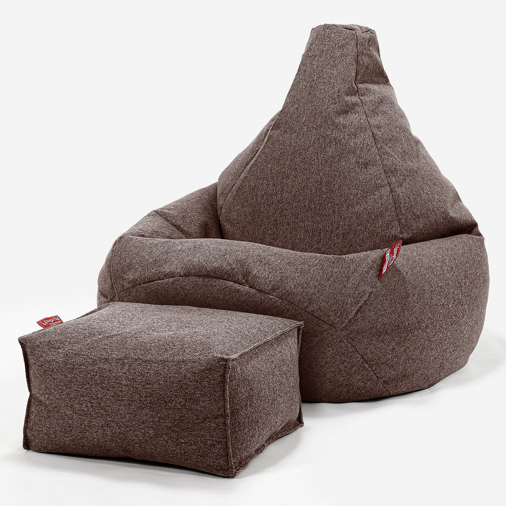 Highback Bean Bag Chair - Interalli Wool Brown 01