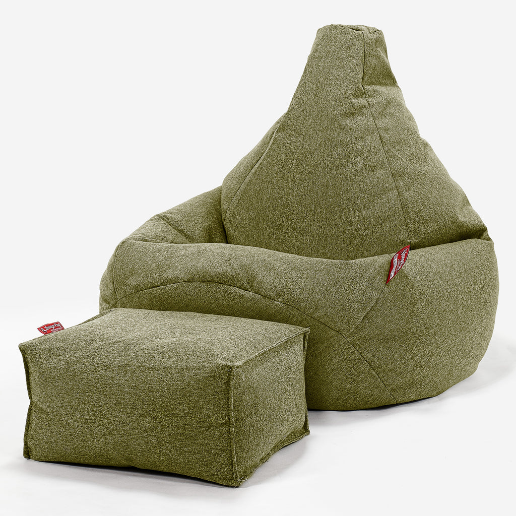 Highback Bean Bag Chair - Interalli Wool Lime Green 01