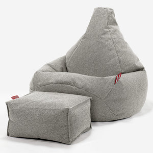 Highback Bean Bag Chair - Interalli Wool Silver