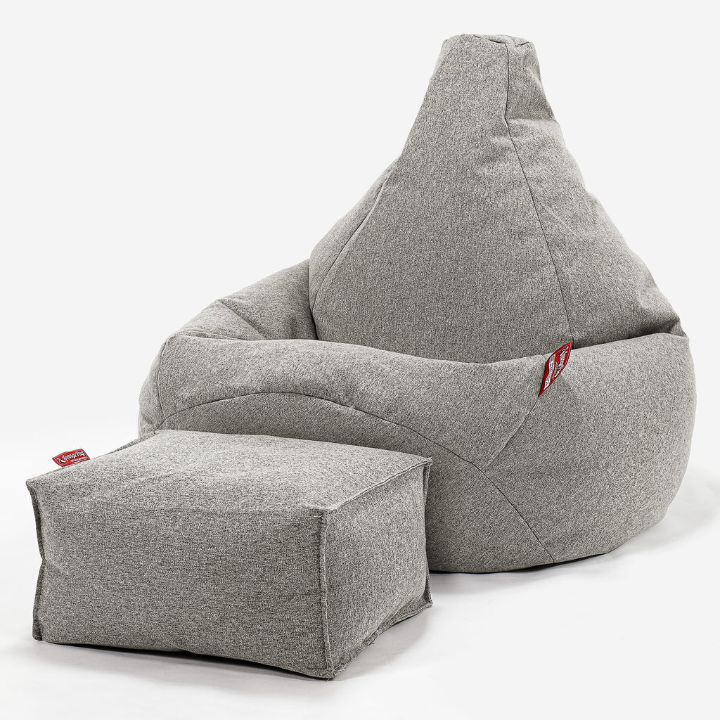 Highback Bean Bag Chair - Interalli Wool Silver 01