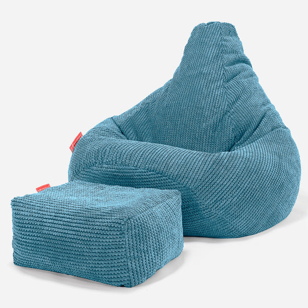 Highback Bean Bag Chair - Pom Pom Aegean Blue 01