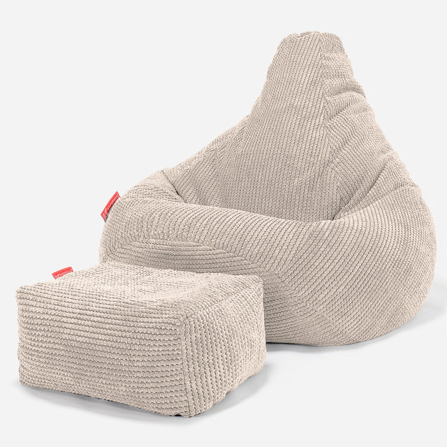 Highback Bean Bag Chair - Pom Pom Ivory 01