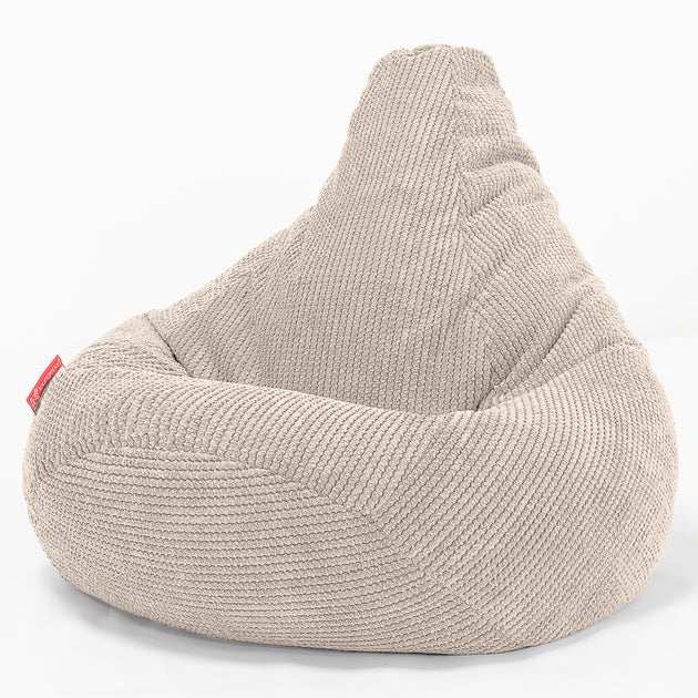 Lounge Pug Highback Gaming Bean Bag Chair Pom Pom Ivory Beanbag UK Big