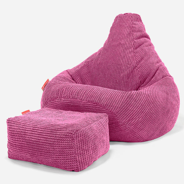 Highback Bean Bag Chair - Pom Pom Pink 01