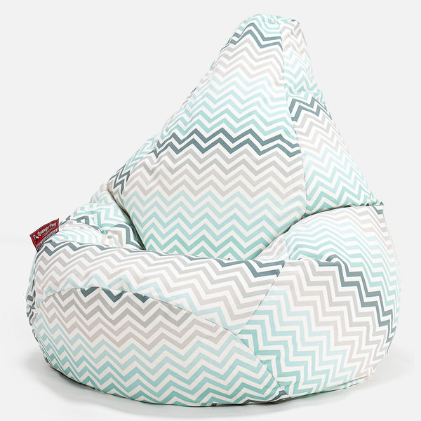 Highback Bean Bag Chair - Geo Print Chevron Teal 01