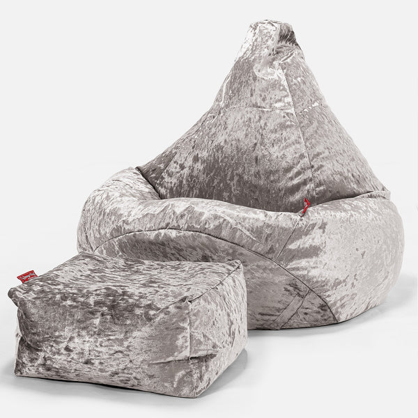 Highback Bean Bag Chair - Vintage Silver 01
