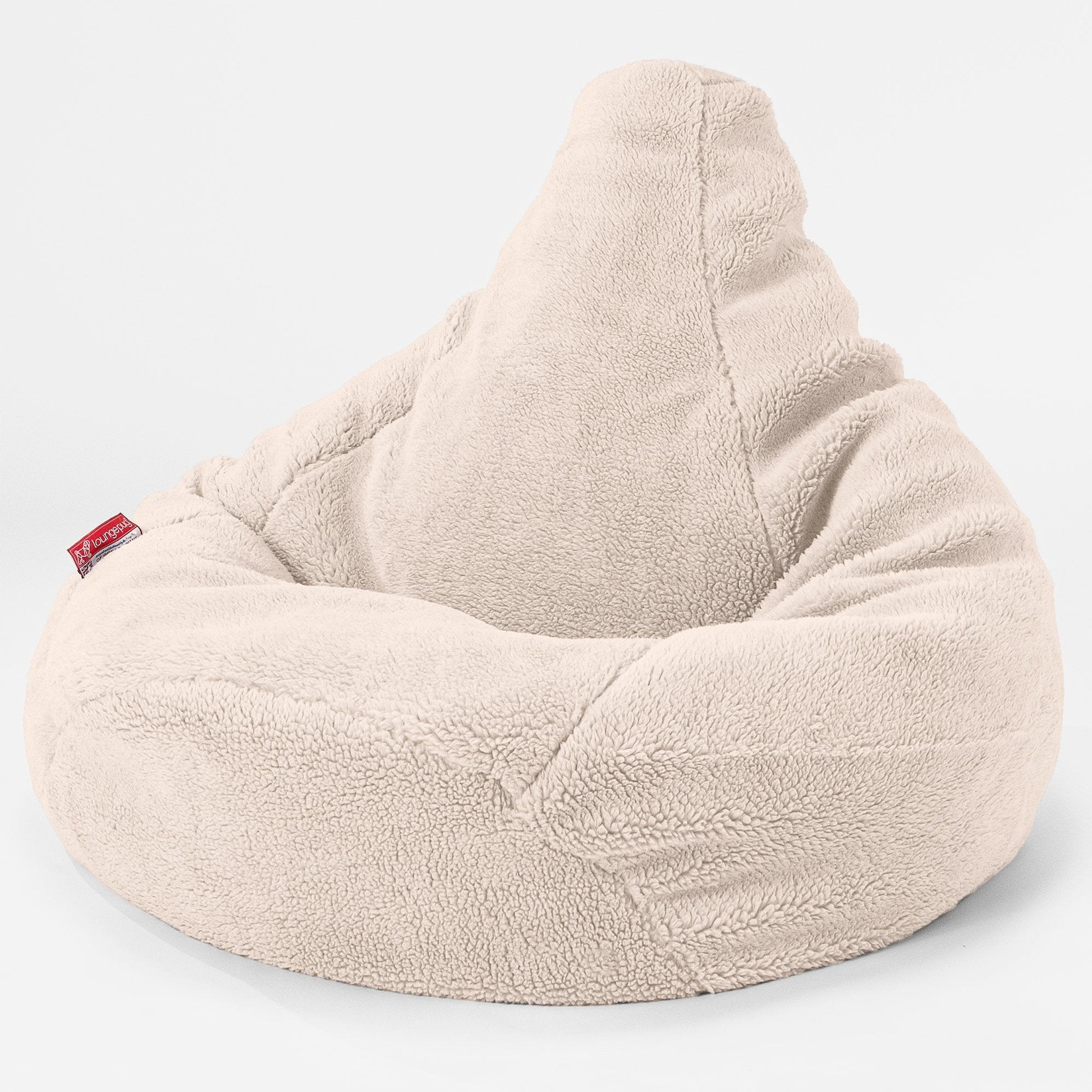 Lounge Pug Highback Gaming Bean Bag Chair Teddy Fleece Faux Fur Cream