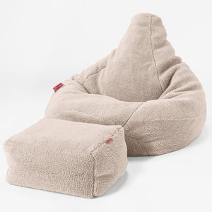 Highback Bean Bag Chair - Teddy Faux Fur Mink