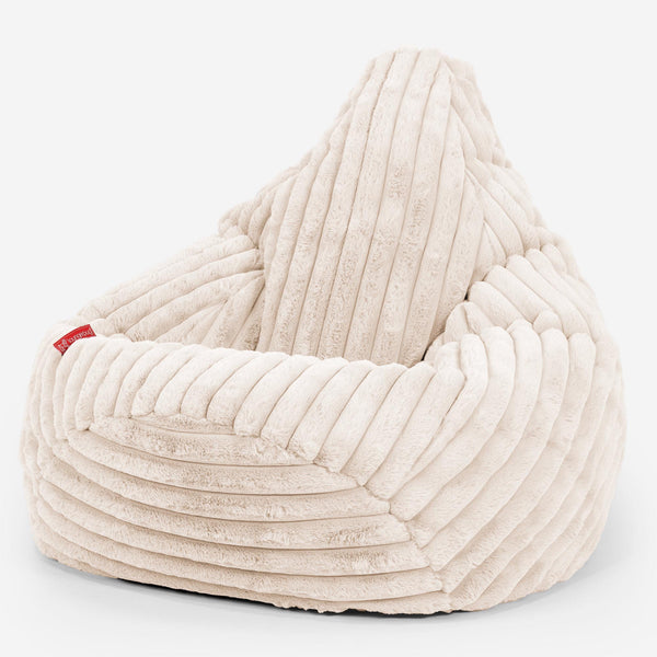 Highback Bean Bag Chair - Ultra Plush Cord Cream 01