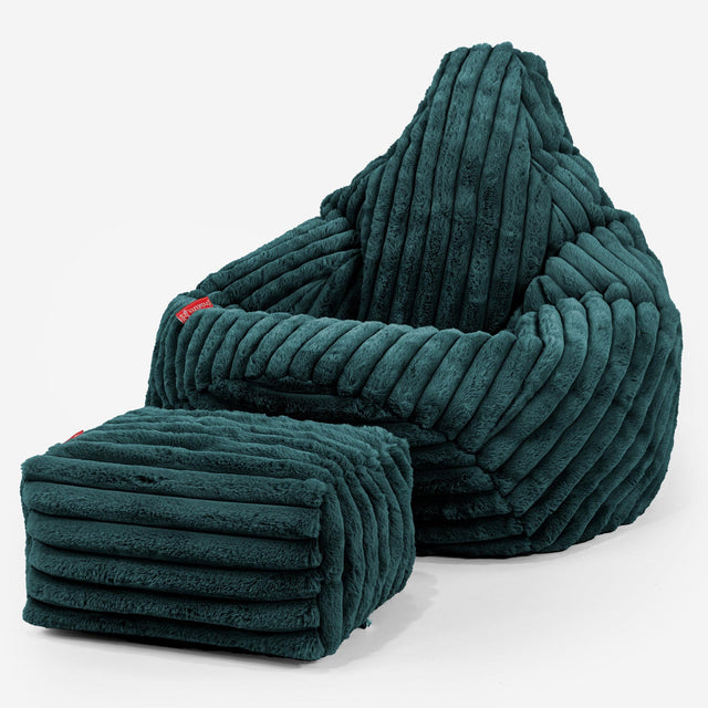 Highback Bean Bag Chair - Ultra Plush Cord Teal 01