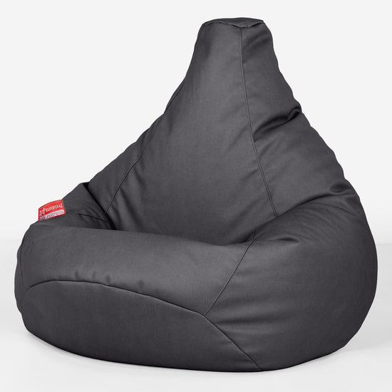 Highback Bean Bag Chair - Vegan Leather Black 02