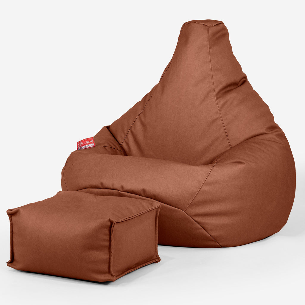 Highback Bean Bag Chair - Vegan Leather Chestnut 01