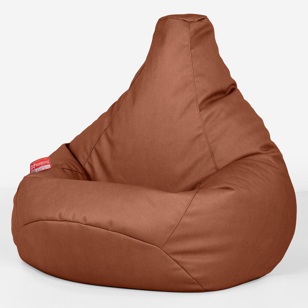 Highback Bean Bag Chair - Vegan Leather Chestnut 02