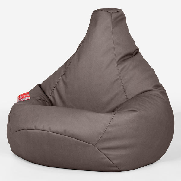 Highback Bean Bag Chair - Vegan Leather Chocolate 01