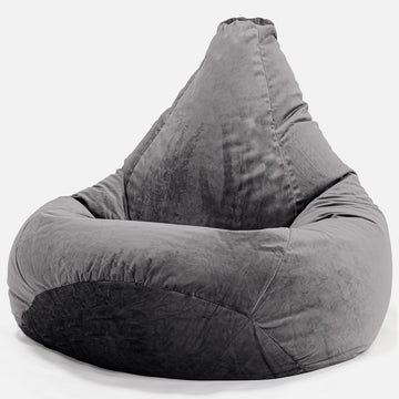 Highback Bean Bag Chair - Velvet Graphite Grey 02