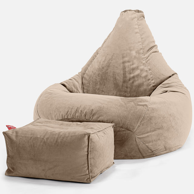 Highback Bean Bag Chair - Velvet Mink 01