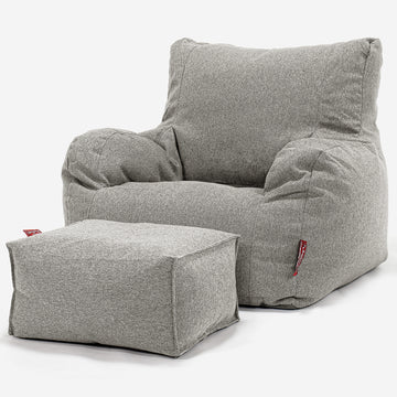 Bean Bag Armchair - Interalli Wool Silver 02