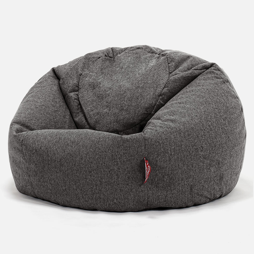 CloudSac Kids' Memory Foam Giant Children's Bean Bag 2-12 yr - Interalli Wool Grey 01