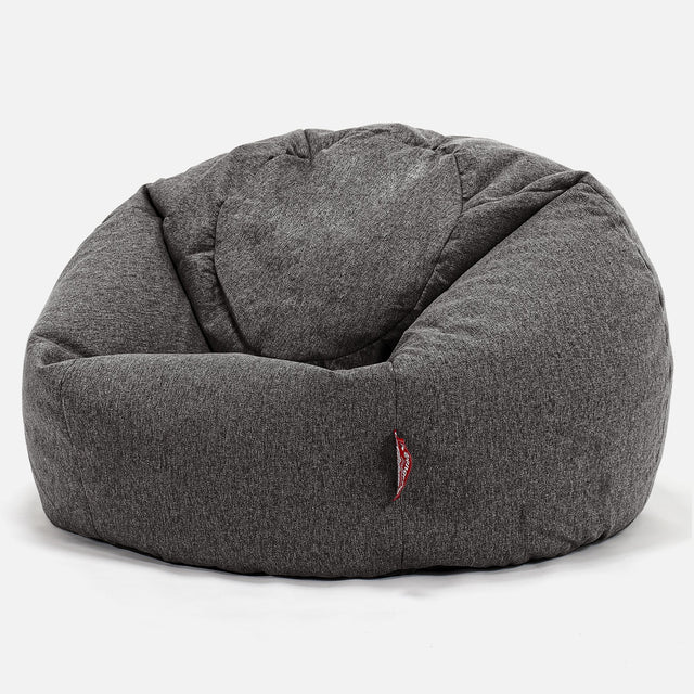 CloudSac Kids' Memory Foam Giant Children's Bean Bag 2-12 yr - Interalli Wool Grey 01