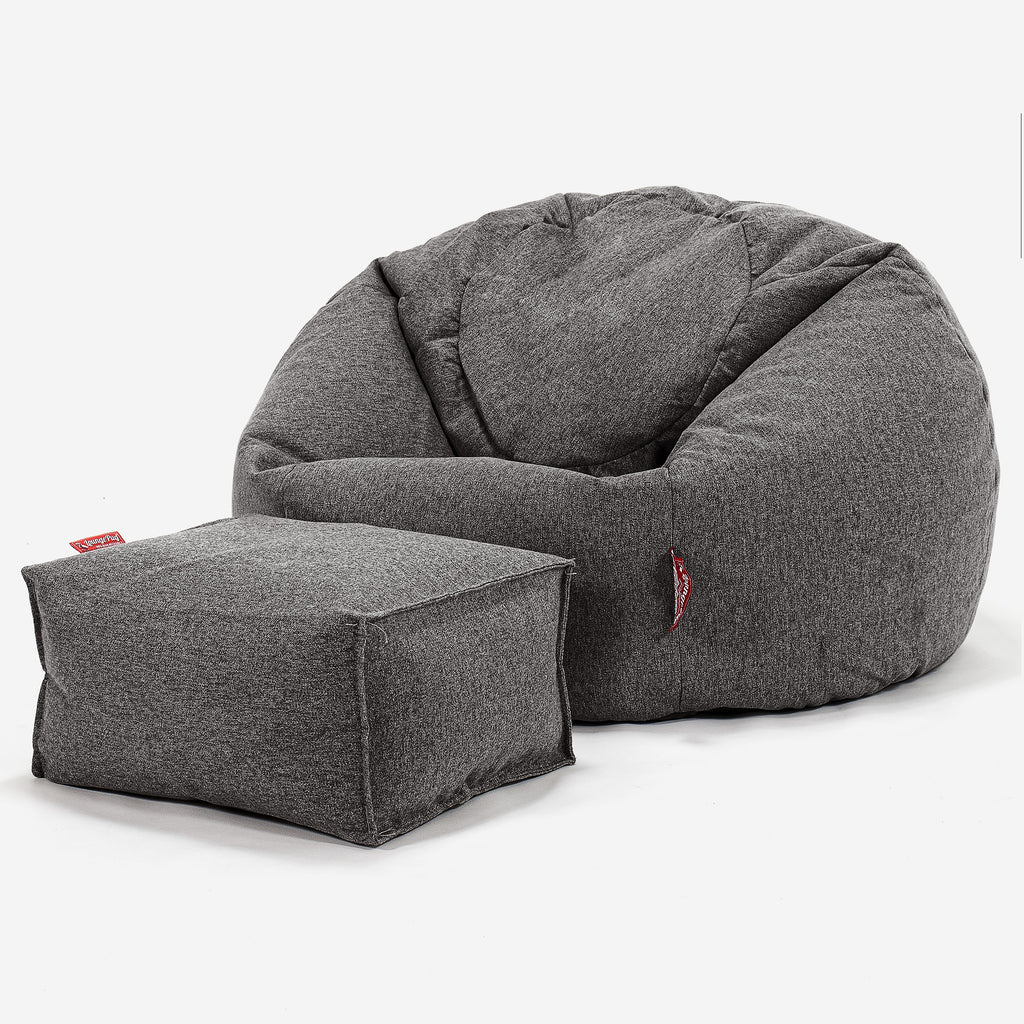 Classic Bean Bag Chair - Interalli Wool Grey 02