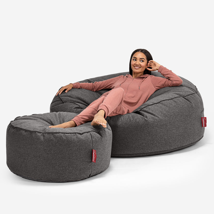 RXRRXY Bean Bag Chair with Footrest, Plush Beanbag Chair with Filler  Included Soft Gaming Bean Bags Chair, Lazy Giant Sofa Couch with Ottoman  for
