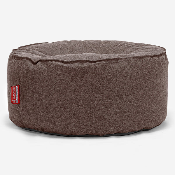 Large Round Pouffe - Interalli Wool Brown