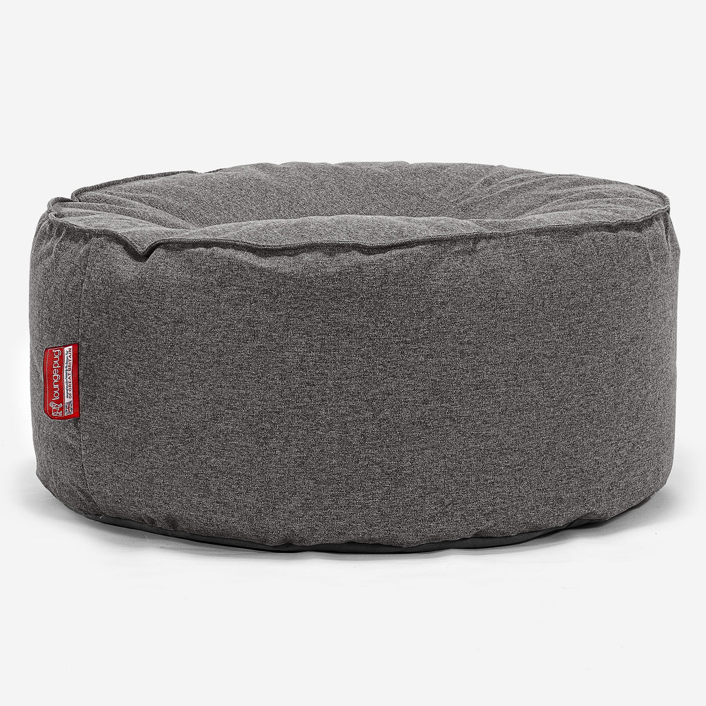 Large Round Pouffe - Interalli Wool Grey 01