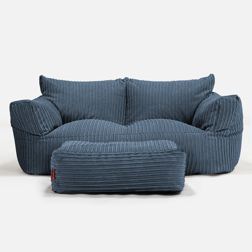 Navy blue corduroy sofa top