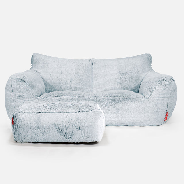 Josephine Sofa Bean Bag - Fluffy Faux Fur Rabbit Dusty Blue 02