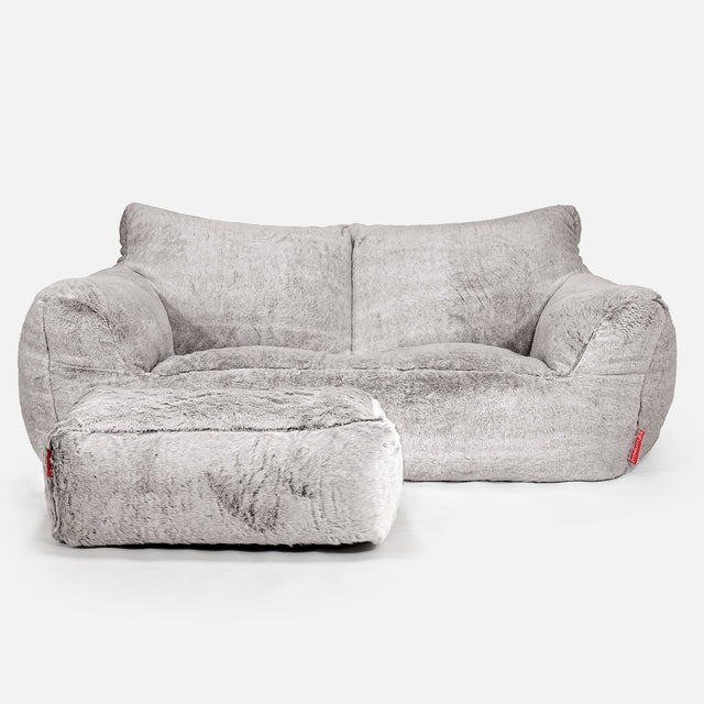 Josephine Sofa Bean Bag - Fluffy Faux Fur Rabbit Light Grey 02