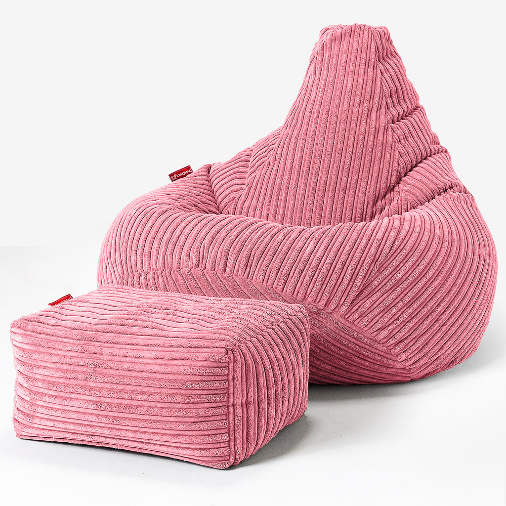 Children's Gaming Bean Bag Chair 6-14 yr - Cord Coral Pink 03