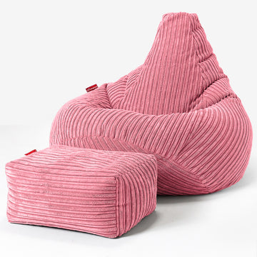 Children's Gaming Bean Bag Chair 6-14 yr - Cord Coral Pink 03