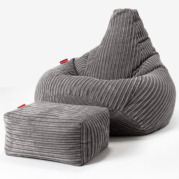 Children's Gaming Bean Bag Chair 6-14 yr - Cord Graphite Grey 03