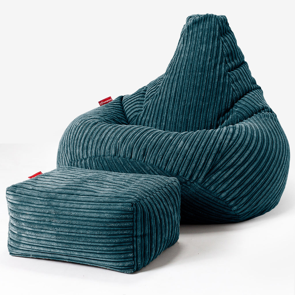 Children's Gaming Bean Bag Chair 6-14 yr - Cord Teal Blue 03