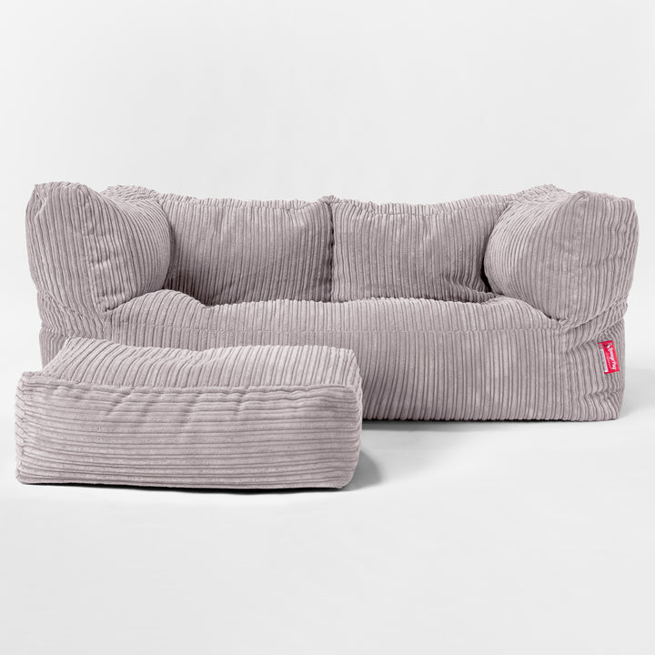 Kids' Giant Albert Sofa 2 Seater 2-14 yr - Cord Aluminium Silver 02