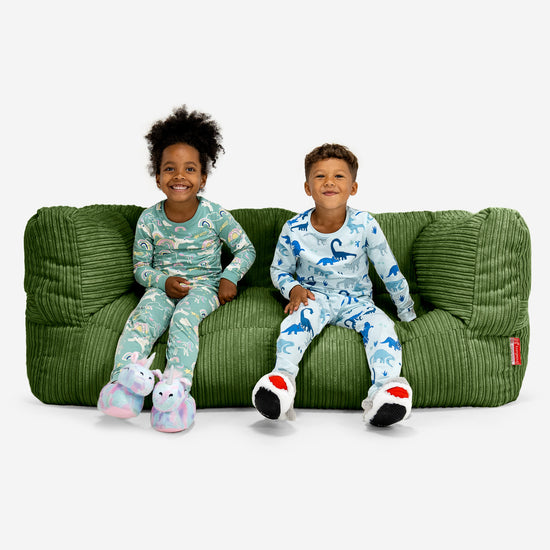 Kids' Giant Albert Sofa 2 Seater 2-14 yr - Cord Forest Green 01