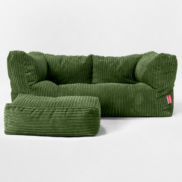 Kids' Giant Albert Sofa 2 Seater 2-14 yr - Cord Forest Green 02
