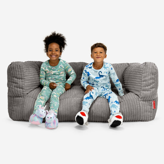 Lounge Pug Kids Giant Bean Bag Sofa Cord Graphite Grey Albert 2 Seater Childrens Beanbag Couch Big Bertha Original UK