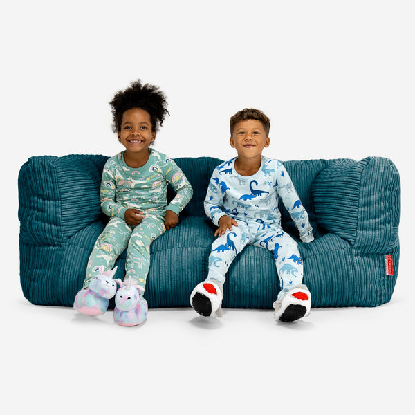 Kids' Giant Albert Sofa 2 Seater 2-14 yr - Cord Teal Blue 01