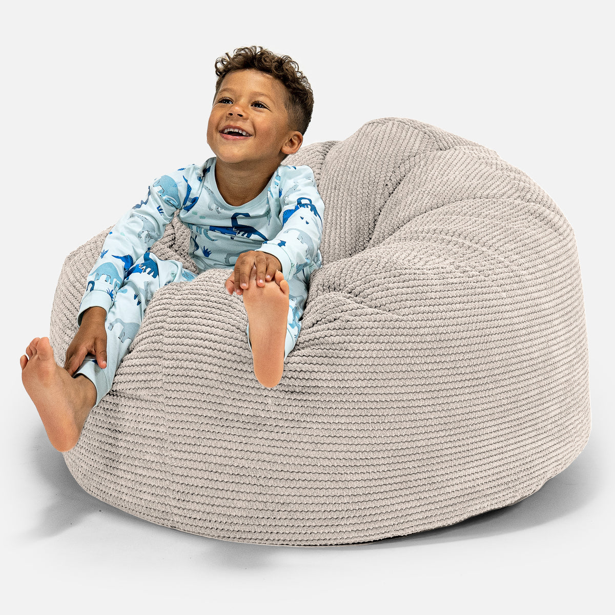 Lounge Pug Kids Giant Snuggle Bean Bag Chair UK Pom Pom Ivory Children