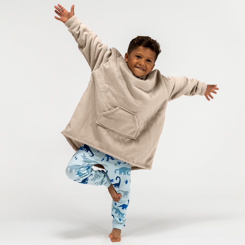 Lounge Pug Kids Oversized Hoodie Blanket, Oversized Sweatshirt for  Children, Minky Cream & Mink– Big Bertha Original UK