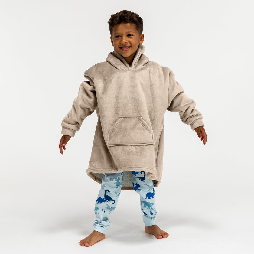 Lounge Pug Kids Oversized Hoodie Blanket, Oversized Sweatshirt for  Children, Minky Cream & Mink– Big Bertha Original UK