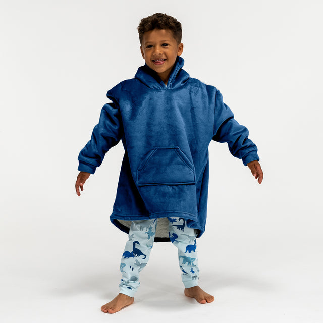Kid's Oversized Hoodie Blanket Sweatshirt - Minky Dark Blue 01