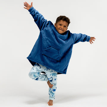 Kid's Oversized Hoodie Blanket Sweatshirt - Minky Dark Blue 02