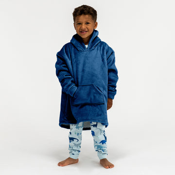 Kid's Oversized Hoodie Blanket Sweatshirt - Minky Dark Blue 03