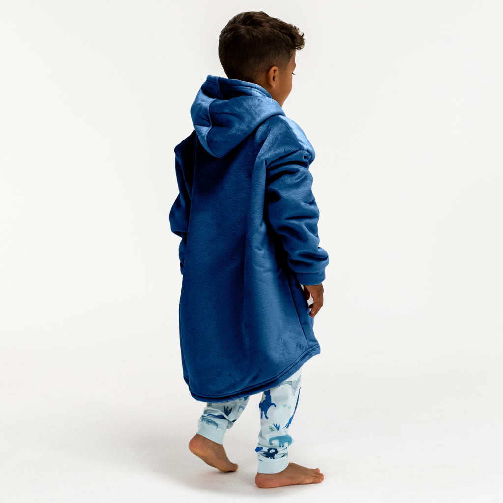 Kid's Oversized Hoodie Blanket Sweatshirt - Minky Dark Blue 04