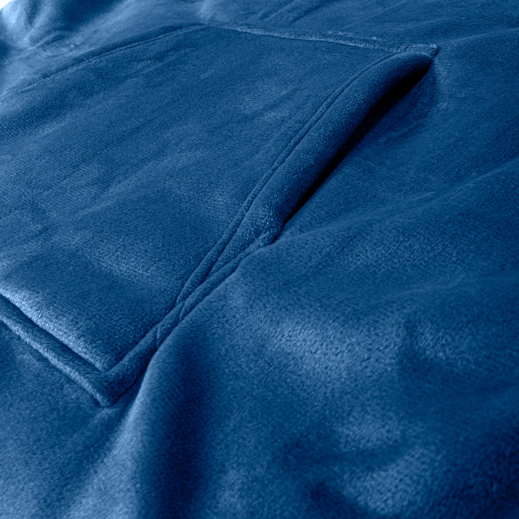 Kid's Oversized Hoodie Blanket Sweatshirt - Minky Dark Blue 05