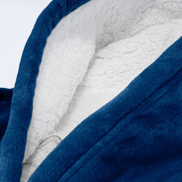 Kids Oversized Hoodie Blanket Sweatshirt - Minky Dark Blue Fabric Close-up Image